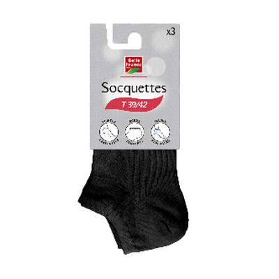 Soquette noir T39/42 x3