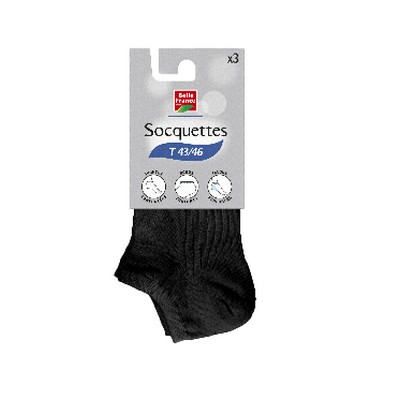 Soquette noir T43/46 x3