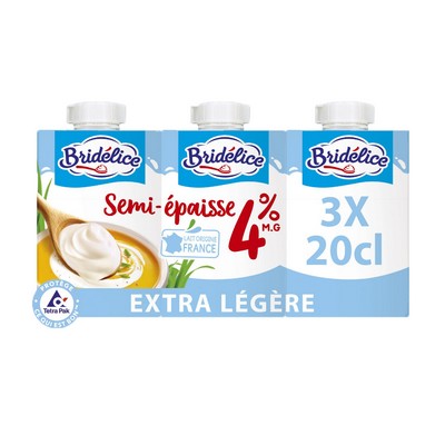 Creme semi epaisse extra legere 4% 3x20cl